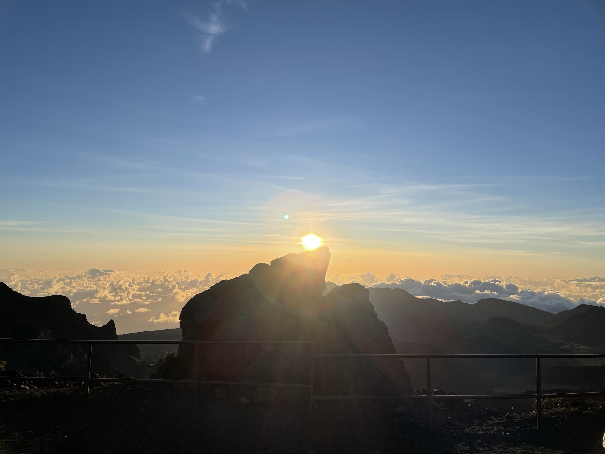 1-5 Haleakala Visitor Center Sun Over Rock.JPEG