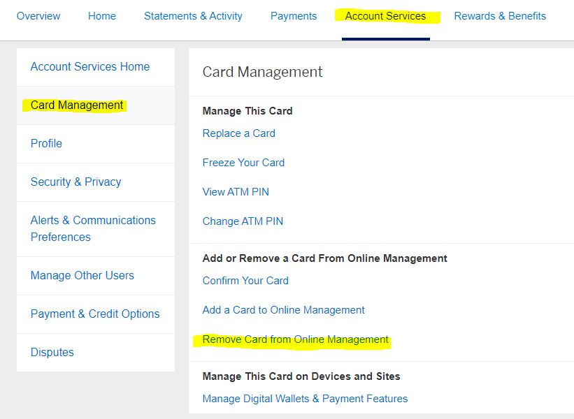 Amex remove card online menu.JPG