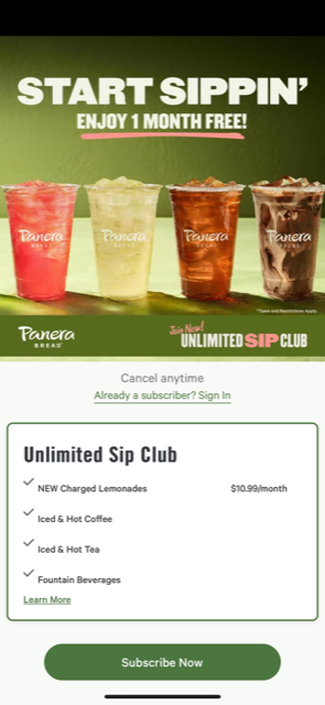 Panera unlimited sip trial.PNG