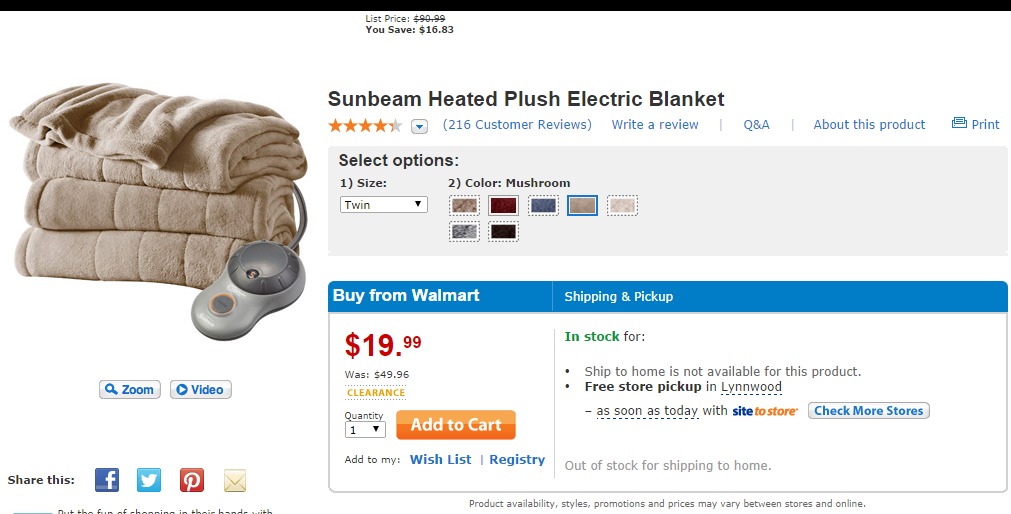 Sunbeam Heated Plush Electric Blanket - Walmart.com.png